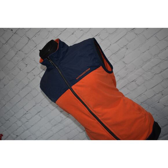 Southern Tide Fleece Jacket Vest Womens Size Small Zip Pockets Orange Blue - Picture 7 of 7